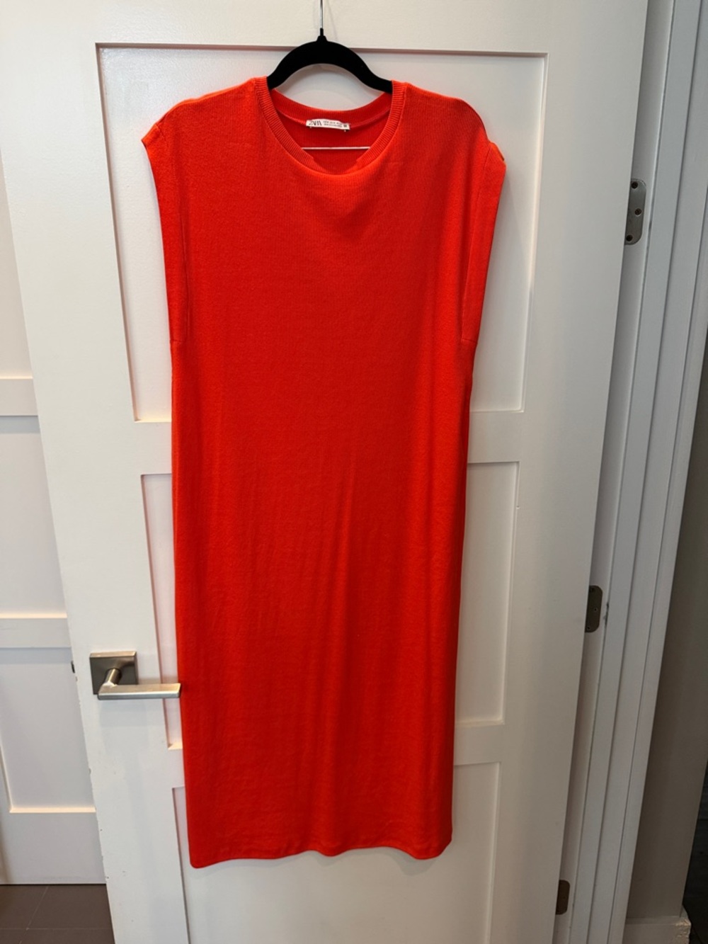 Zara Bright Orange Sleeveless Midi Dress